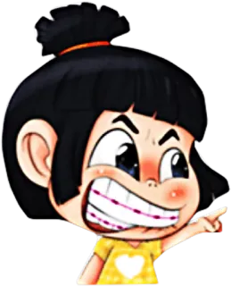 😁 Cartoon, Mädchen, Zeigen, Wütend, Süß telegram sticker