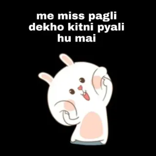 ✨ me miss pagli dekho kitni pyali hu mai lindo, conejo, conejito, dibujos animados, adorable, miss pagli, hindi telegram sticker