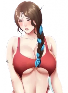 🥺 动漫, 女人, 性感, 红色, 辫子 telegram sticker