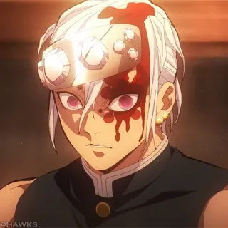 💎 Tengen Uzui Demon Slayer Anime, Krew, Obrażenia, Manga, Demon Slayer, Tengen, Uzui telegram sticker