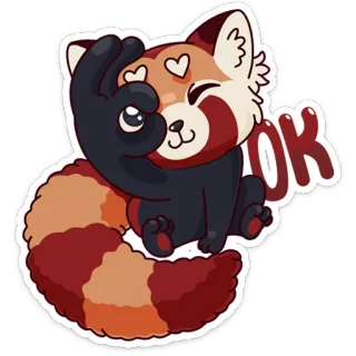 👌 OK 레서판다, 동물, 귀여운, OK, 하트, 스티커 telegram sticker