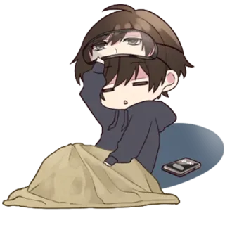 😴 Anime, Dessin animé, Endormi, Lit, Personnage, Mignon, Relaxant telegram sticker