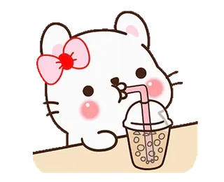 🧋 น่ารัก, แมว, สติกเกอร์, คาวาอิ, เครื่องดื่ม, ไข่มุก, ชานมไข่มุก, การ์ตูน telegram sticker