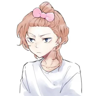 😕 animé, personnage, dessin, nœud rose telegram sticker