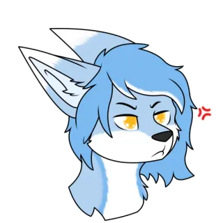 😠 furry, wolf, anthropomorphic, cartoon, animal, blue, angry telegram sticker