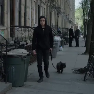 🐕 Elliot Alderson Mr. Robot Mann, Hoodie, Straße, New York, Katze, Gehen telegram sticker