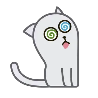 🧐 кот, головокружение, мультфильм, животное, смешной, спиральные глаза telegram sticker