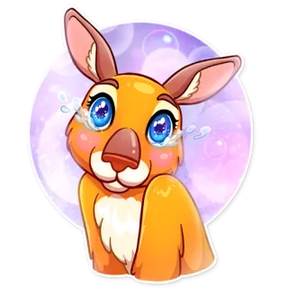 ✨ binatang, kanguru, kartun, stiker, lucu, menangis whatsapp sticker