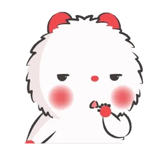 🤫 mignon, dessin animé, personnage, duveteux, rouge, blanc whatsapp sticker
