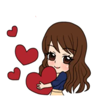 😍 милый, девушка, сердечки, любовь, мультфильм, стикер telegram sticker
