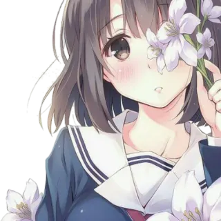 🌸 Anime, Gadis, Bunga, Seragam sekolah telegram sticker