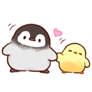 🥞 chim cánh cụt, gà con, dễ thương, động vật, tình bạn, tình yêu telegram sticker