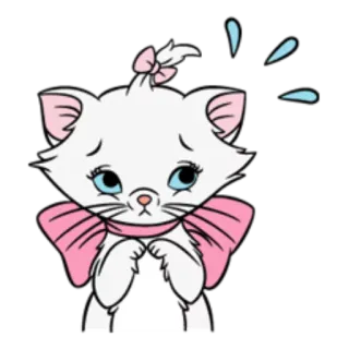 😔 Marie The Aristocats gato, gatito, Disney, Los Aristogatos, dibujos animados, lindo, triste, Marie telegram sticker