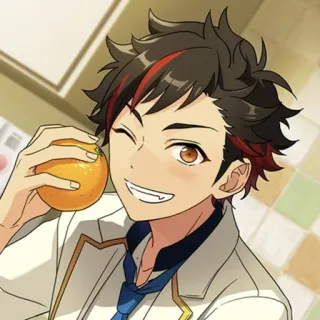 😁 anime, laranja, piscadela, personagem, sorrindo whatsapp sticker
