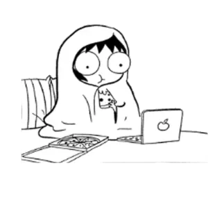 🔮 Desenho animado, Cobertor, Pizza, Laptop, Meme, Engraçado, Fofo telegram sticker
