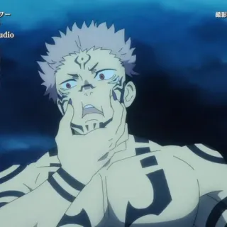 🎸 Sukuna Jujutsu Kaisen Anime, Sukuna, Jujutsu Kaisen, vervloekt, tatoeage telegram sticker