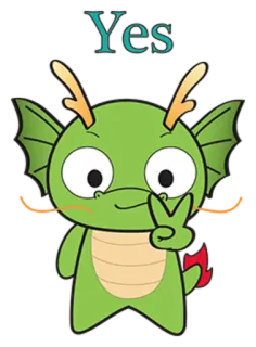 ✌ Yes naga, kartun, simbol perdamaian, lucu, binatang telegram sticker