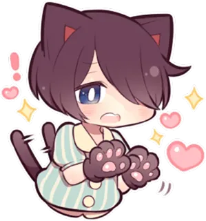 🐱 Anime, Chibi, Gatto, Neko, Carino, Kawaii, Adesivo whatsapp sticker