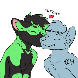 😘 smooch YCH furry, kiss, couple, love, anthropomorphic, cartoon, cute, illustration telegram sticker