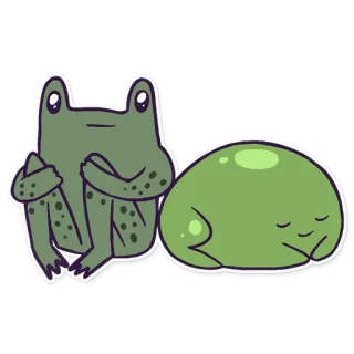 🤗 katak, kartun, binatang, imut, hijau whatsapp sticker
