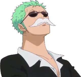 🧐 Zoro One Piece anime, character, manga, sunglasses, mustache telegram sticker