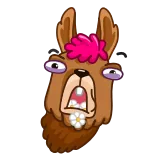😨 lama, dessin animé, animal, drôle, mignon, fou whatsapp sticker