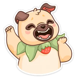☺️ 퍼그, 개, 동물, 딸기, 귀여운, 만화, 스티커 telegram sticker