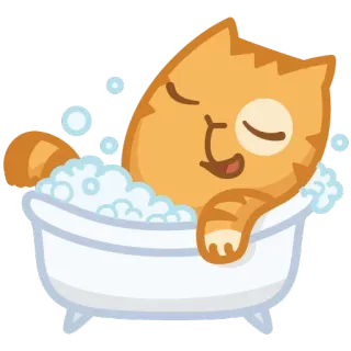 🛁 cat, bath, bubble, cute, cartoon, animal, relaxing telegram sticker