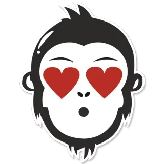 😎 aap, hartjesogen, liefde, schattig, dier, sticker, cartoon telegram sticker