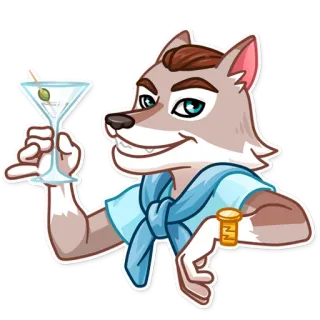 👋 anthropomorphe, loup, martini, cocktail, alcool, boisson, fête, célébration telegram sticker