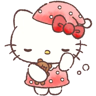 😴 Hello Kitty Hello Kitty, Sanrio, kreskówka, słodki, śpiący, kawaii, anime, pluszowy miś telegram sticker