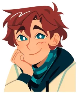 😊 desenho animado, personagem, animação, menino, adolescente, cachecol, suéter telegram sticker