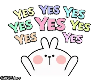 👍 YES YES YES YES YES 예, 긍정적, 승인, 토끼, 긍정 telegram sticker