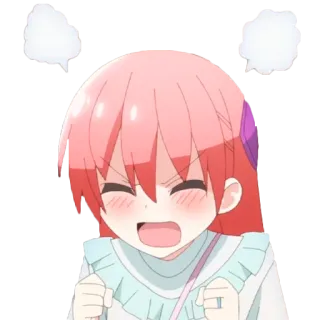 😤 Anime, Dễ thương, Cô gái, Tóc hồng, Vui vẻ telegram sticker
