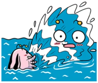 🏊‍♂️ Cartoon, Welle, Wasser, Meerestier, Ozean, Niedlich telegram sticker