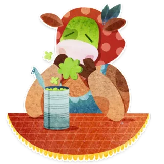🤢 牛, エンドウ豆, 食べ物, かわいい, 動物, 漫画 telegram sticker