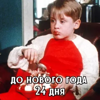 🎄 Kevin McCallister Home Alone ДО НОВОГО ГОДА 24 ДНЯ film, noël, vacances, nouvel an, macaulay culkin, nostalgie, maman j'ai raté l'avion whatsapp sticker