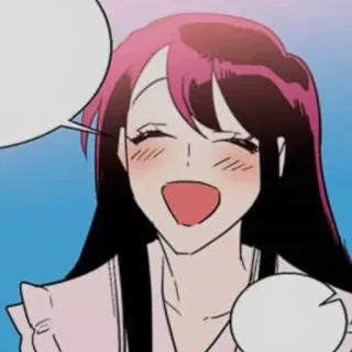 😆 Frau, Cartoon, Lächeln, Haare, Rosa, Figur whatsapp sticker