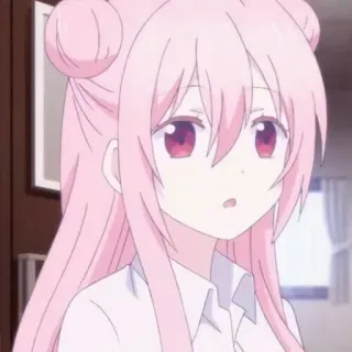 🙁 Ragazza anime, Capelli rosa, Carina, Manga, Cartone animato, Personaggio, Animazione telegram sticker