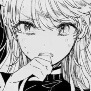 🥺 Anime, Manga, Dziewczyna, Czarno-białe, Portret telegram sticker