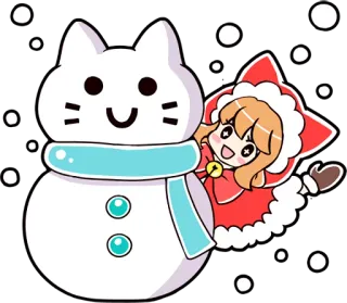 ☃️ natal, salju, kucing, musim dingin, anime, imut, liburan telegram sticker