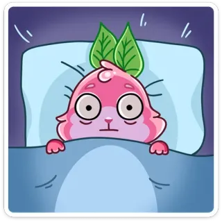 😴 การ์ตูน, ง่วง, เตียง, กังวล, น่ารัก, สิ่งมีชีวิต, ตัวละคร telegram sticker
