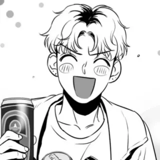 🤍 человек, аниме, счастливый, напиток, пиво, мультфильм telegram sticker