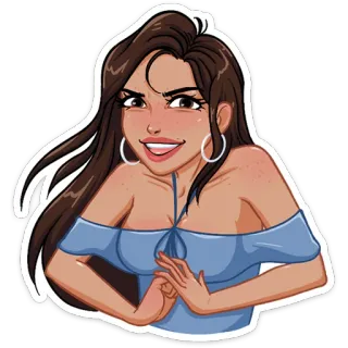 😈 donna, bruna, cartone animato, ragazza, sorriso furbo, che trama telegram sticker