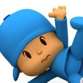 🥴 Pocoyo Dibujo animado, Cayendo, Azul, Personaje, Niño whatsapp sticker
