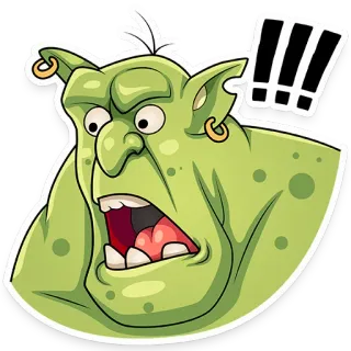 😡 Potwór, Ork, Fantasy, Kreskówka, Zielony, Zły, Wyraz, Naklejka telegram sticker