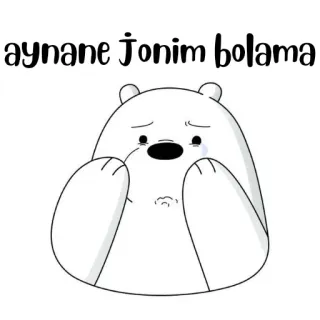 🐻‍❄️ aynane jonim bolama ours, triste, dessin animé, illustration, blanc, pleurer whatsapp sticker