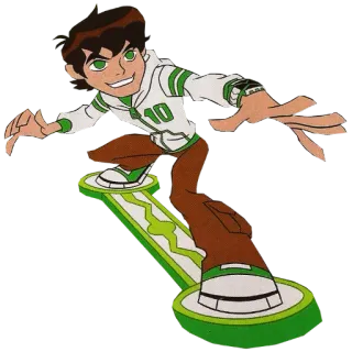 😱 Ben Tennyson Ben 10 10 мультфильм, Бен 10, скейтборд, инопланетянин, подросток, супергерой telegram sticker