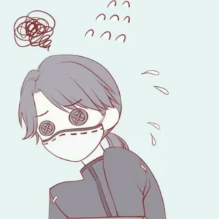 ☔️ cartoon, mask, anxious, sweating, sketch telegram sticker
