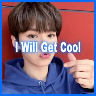 🤘 I Will Get Cool cool, coeur avec les doigts, personne, sweat à capuche bleu, mignon, portrait telegram sticker